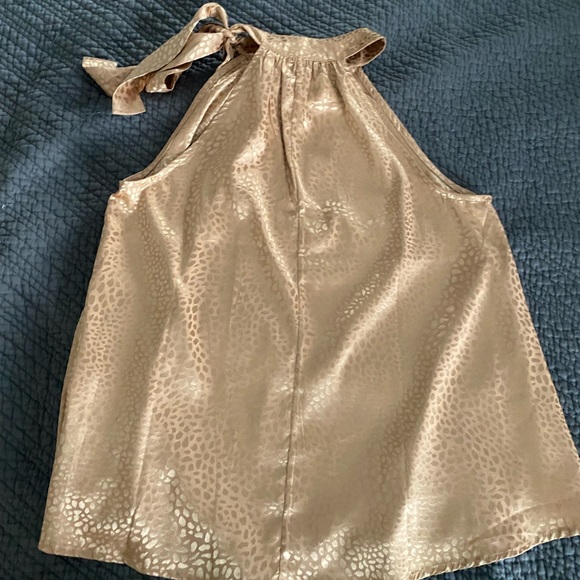 Beltran Satin Embossed Tie Blouse - Caramel - Picture 3 of 4